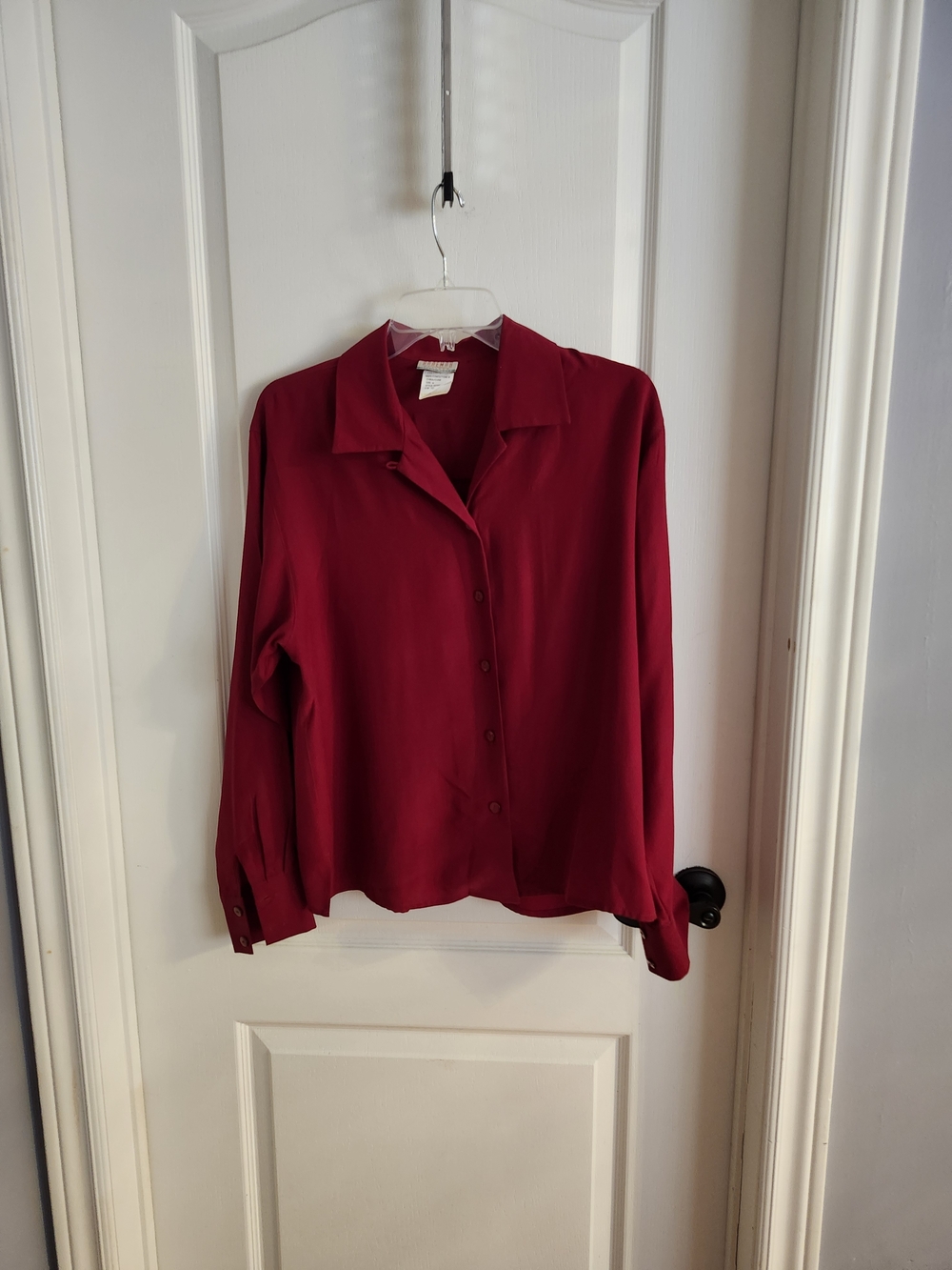 Classic Button-Up Blouse in Deep Red